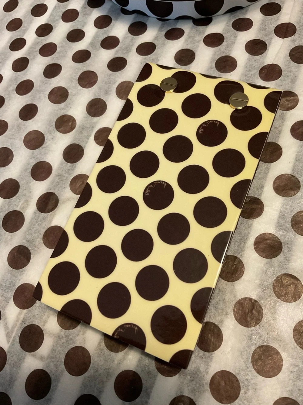 In Original Box Henri Bendel Graphic Pocket Leather Notepad - Shopping Girl Dots